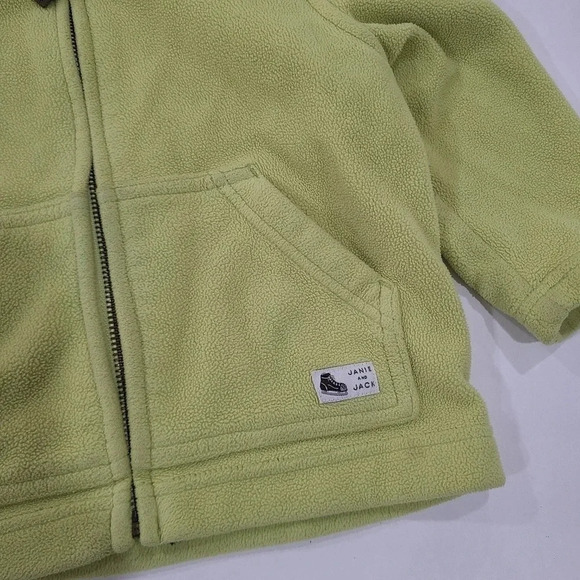 Janie and Jack Size 12m - 24m 2T lime green Fleece sweater hoodie zip sweatshirt - Picture 2 of 5